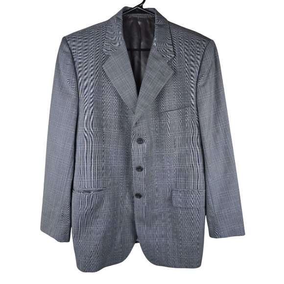 Gieves & Hawkes Savile Row Gray Plaid Suit Jacket With Notch Lapel Classic Fit - Picture 1 of 9